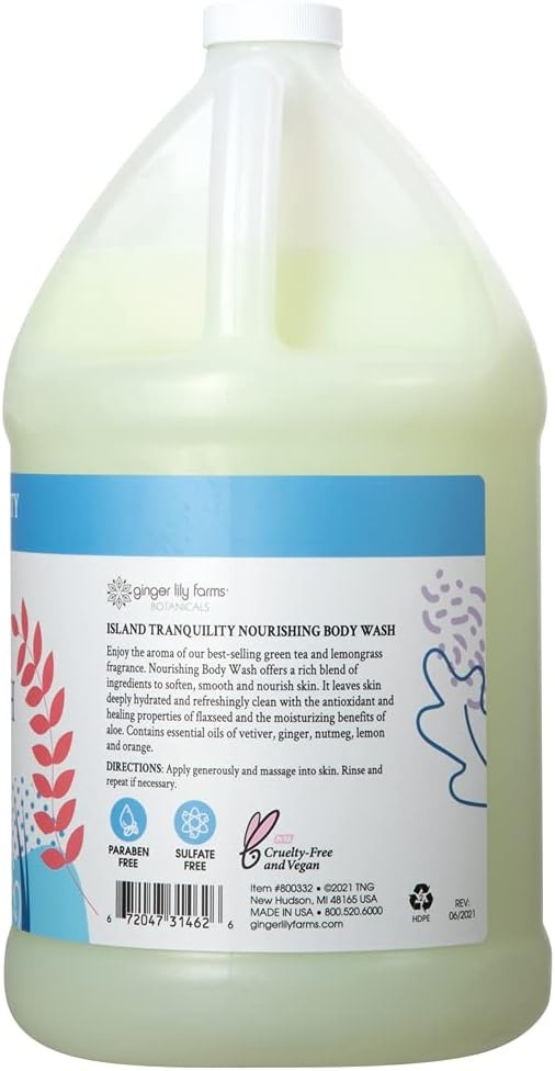 imageGinger Lily Farms Botanicals PlantBased Liquid Dish Soap Concentrated Formula amp Botanicals Nourishing Body Wash Island Tranquility 100 Vegan amp CrueltyFree128 Fl Oz Pack of 1