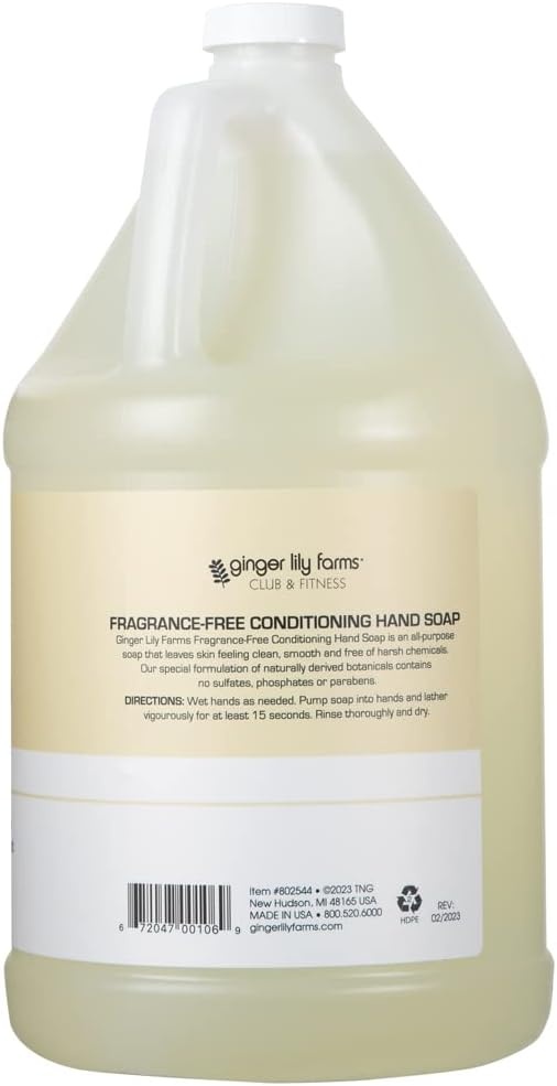 imageGinger Lily Farms Botanicals PlantBased Liquid Dish Soap Concentrated Formula amp Club amp Fitness Conditioning Liquid Hand Soap Refill 100 Vegan amp CrueltyFree Fragrance Free 1 Gallon128 Fl Oz Pack of 1