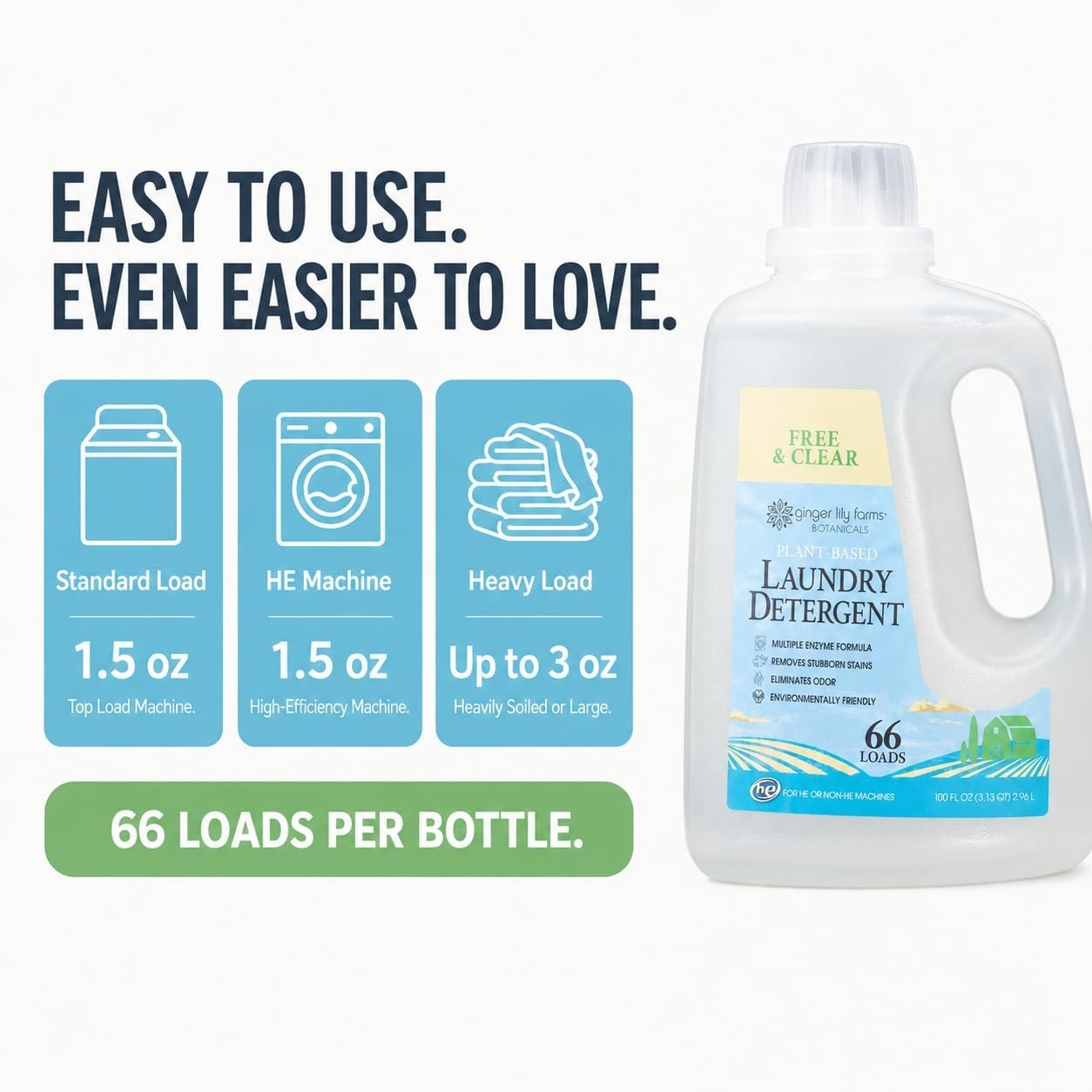 image:imageGinger Lily Farms Botanicals Laundry Detergent 100oz4pk Free amp ClearFree Clear